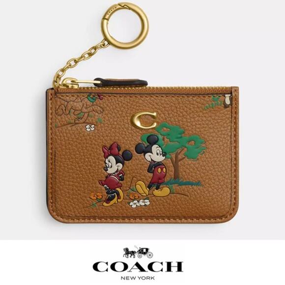 🐭 Disney X Coach Essential Mini Id Card Case With Mickey Mouse Minnie Mouse - Picture 2 of 8